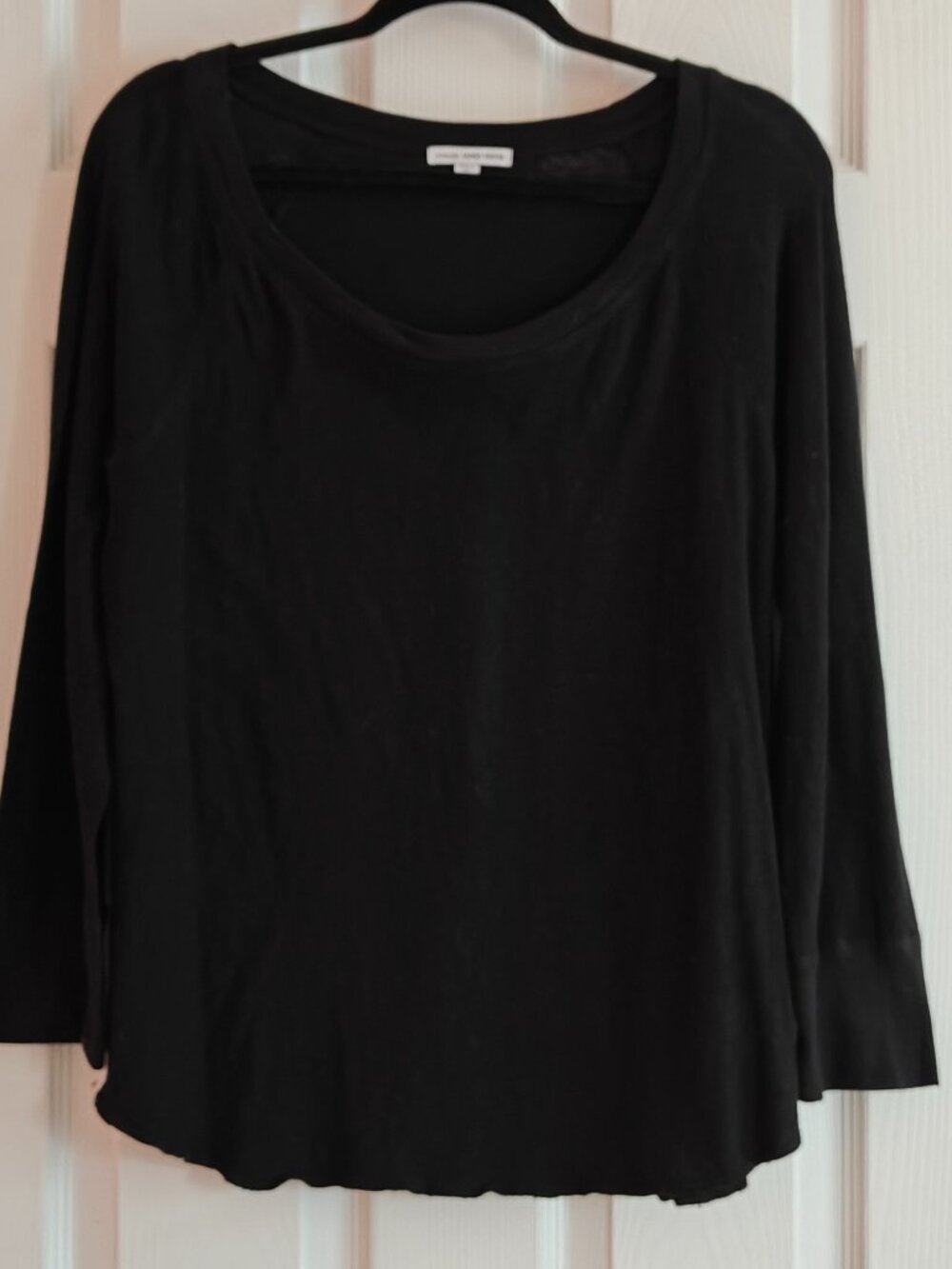 Standard JAMES PERSE Black 100% Cotton Scoop Neck Long Sleeve Tee Size 4 (XL)